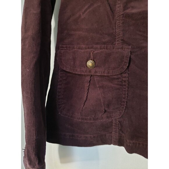Tommy Hilfiger Women Sz M Brown Button Front Long Sleeve Jacket Corduroy Pockets - Picture 4 of 6